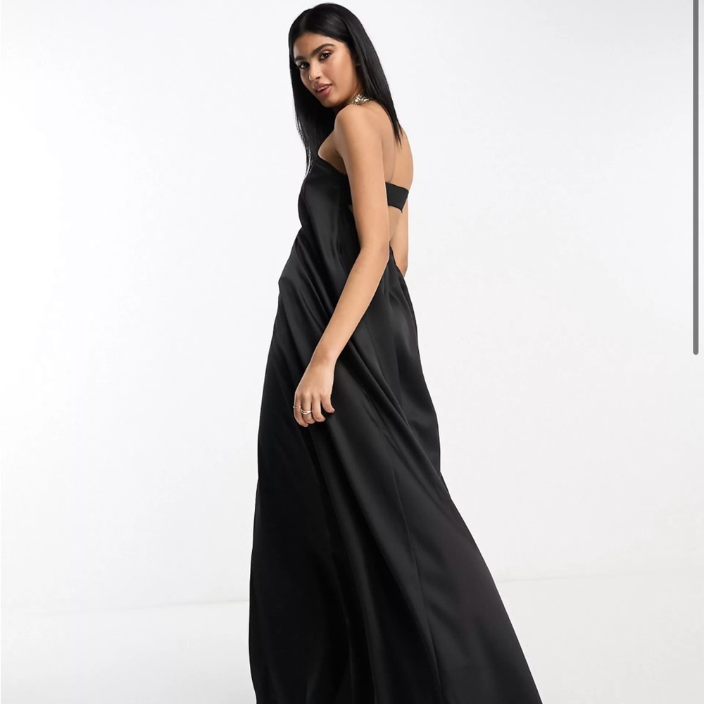 ASOS DESIGN satin bandeau trapeze maxi dress